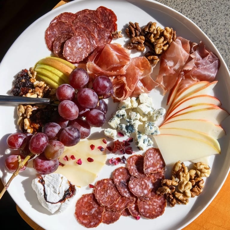 A close-up of a stunning Majestic Venison Charcuterie Platter, loaded with flavors perfect for entertaining.