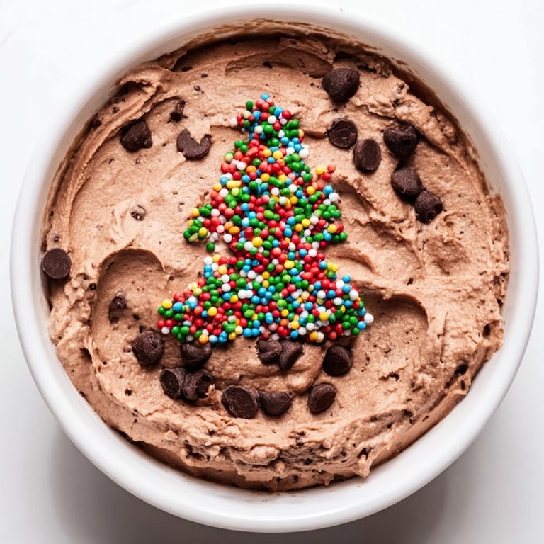 Enjoy gooey Festive Tree Brownie Dip, served with pretzels, creating a sweet and salty holiday treat.