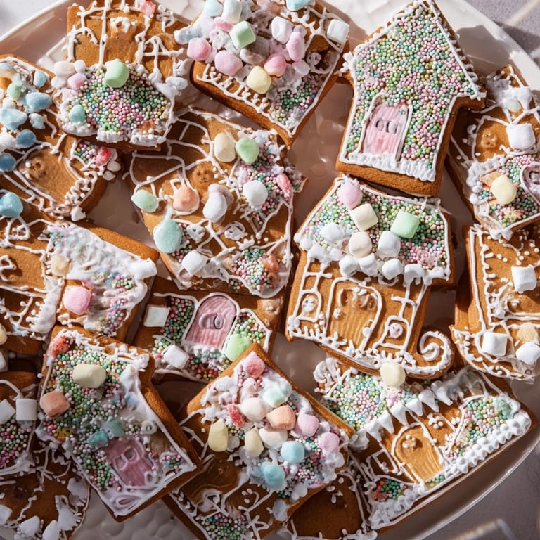 A beautifully arranged sweet board presents the gingerbread village, offering delightful holiday treats.