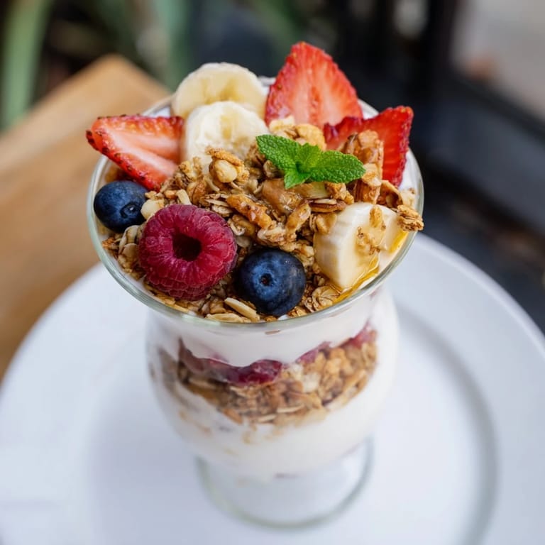Imagine refreshing yogurt and granola parfait glasses: a simple, layered brunch with fresh fruit.