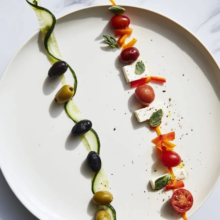 Party-ready Double Helix Genetic Code appetizer with fresh basil, ready for dipping with gluten-free crackers.