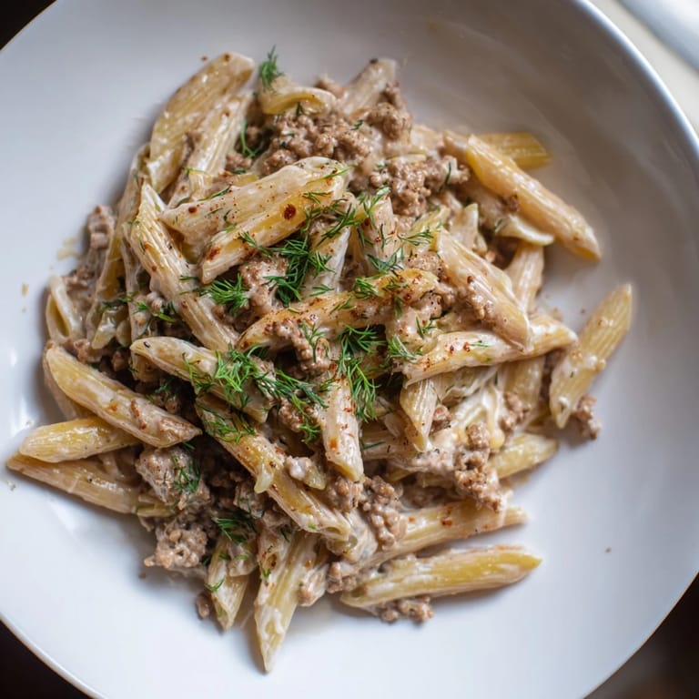 Brightly plated, this Turkish Pasta with Ground Turkey shows off the warm spices and delicious ingredients.