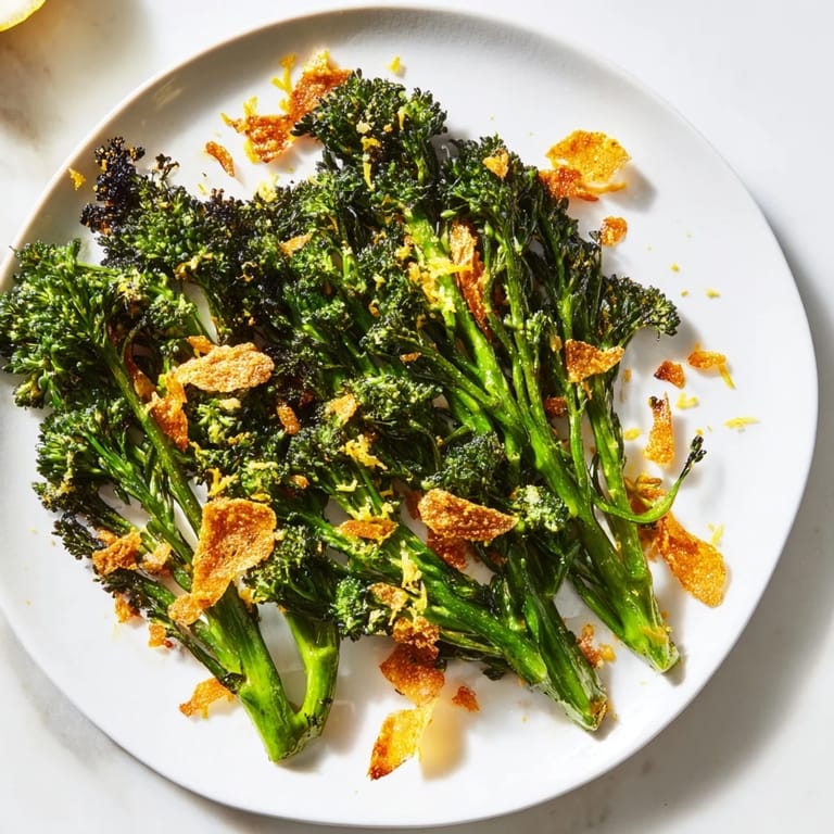 Vibrant image of Charred Broccolini Salad, showing the perfectly cooked vegetables with zesty lemon.