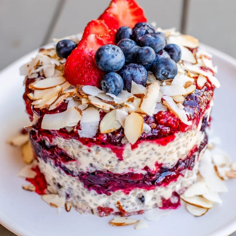 Individual servings of berry chia pudding, ready to be eaten, a delightful and layered treat.