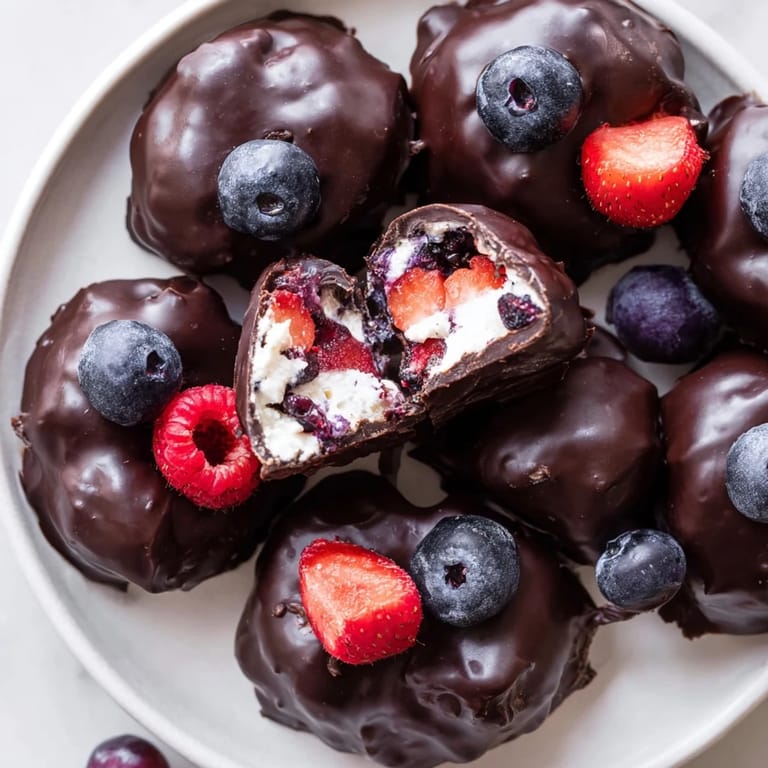 A close-up of beautifully coated chocolate yogurt clusters, a perfectly balanced sweet treat.