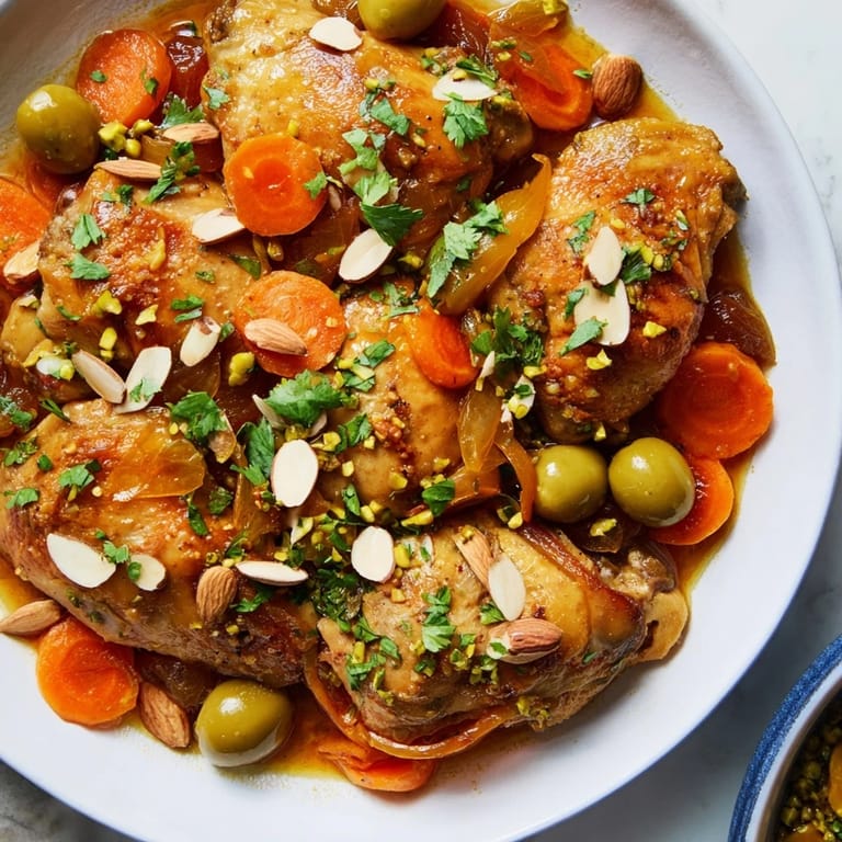 Tender chicken thighs in a flavorful sauce: this Moroccan tagine recipe is savory perfection.
