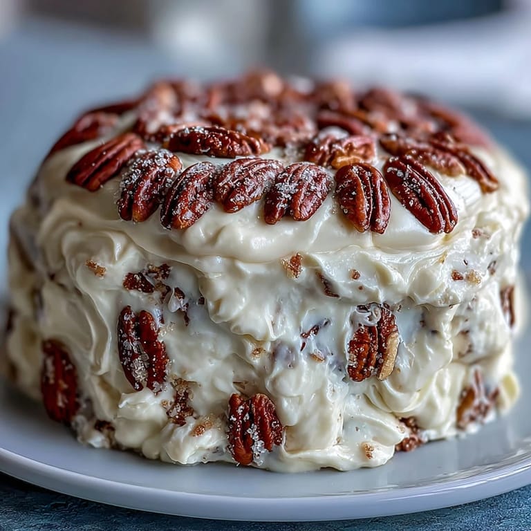 A slice of Butter Pecan Tres Leches Cake on a plate with a fork, ready to serve
