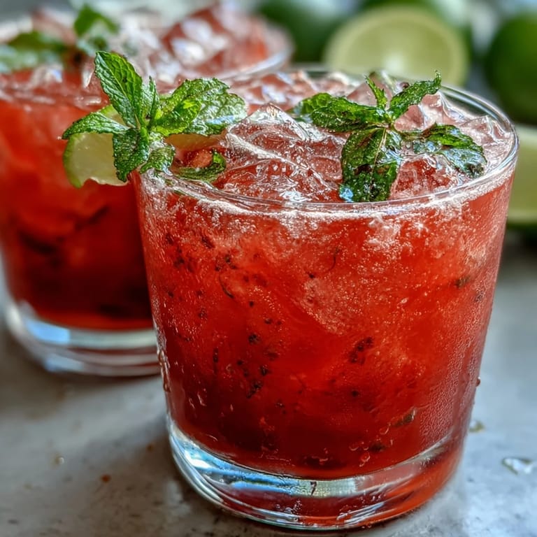 Pitcher of pale pink Guava Nectar Drink beside sliced limes and mint, perfect for a tropical summer gathering.
