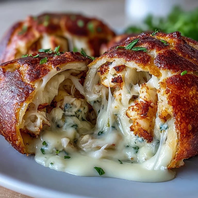 Baked Cheesy Seafood Tortilla Bombs rolled tight and golden, paired with fresh parsley garnish.