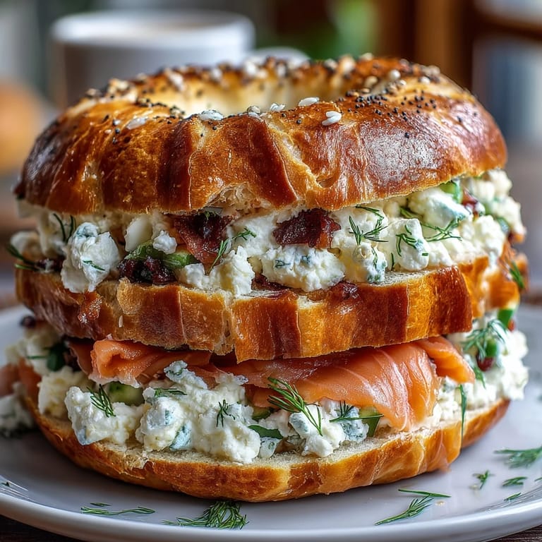 Soft, chewy cottage cheese bagels layered with silky smoked salmon, crisp cucumber, and tangy capers.