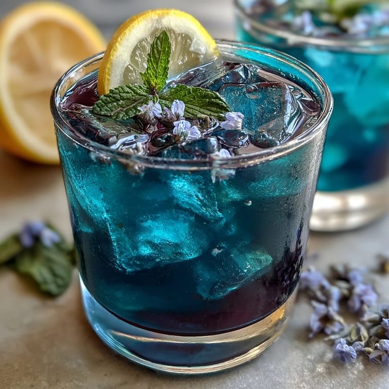 Vibrant, color-changing butterfly pea lemonade, a refreshing and stunning beverage.