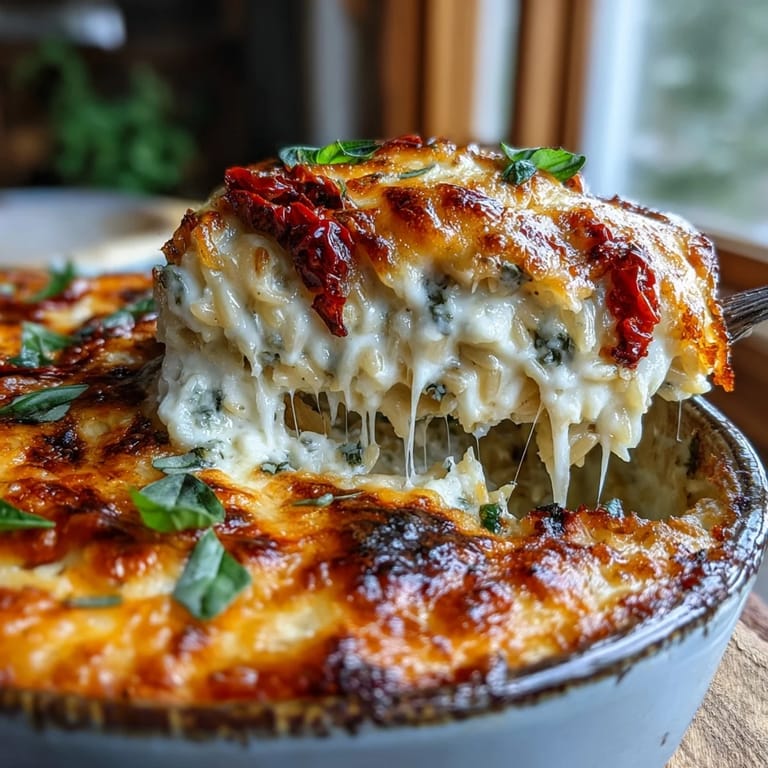 Creamy Mediterranean orzo bake, cheesy and herb-infused, perfect for weeknights.