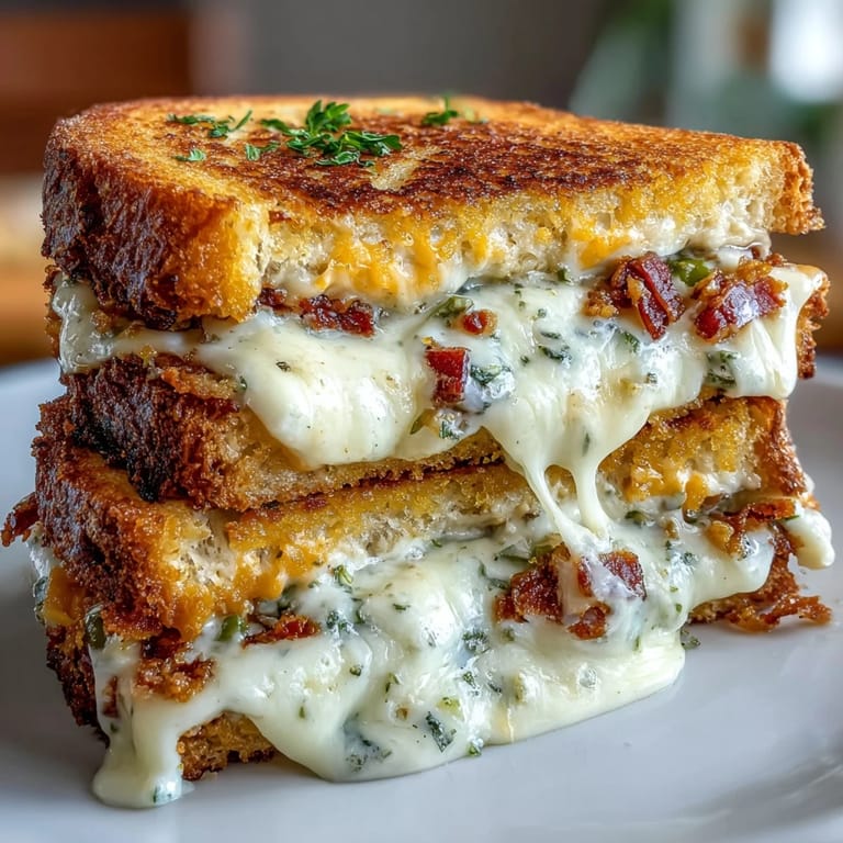 A delicious Jalapeño Popper Grilled Cheese, ready to be cut and enjoyed.