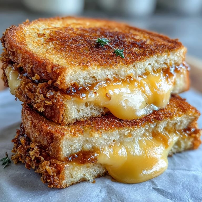 Close-up of a crispy air fryer grilled cheese, ready to be devoured.
